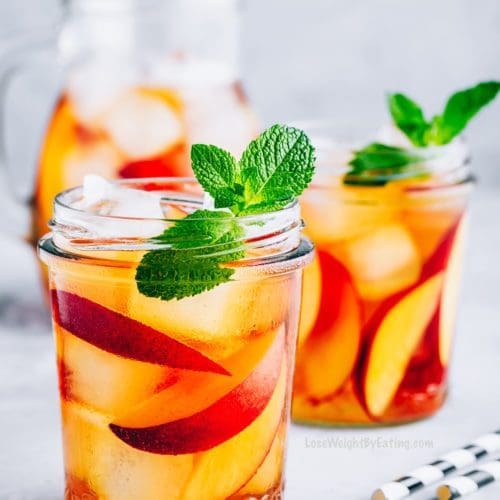 Mint Infused Water with Peaches
