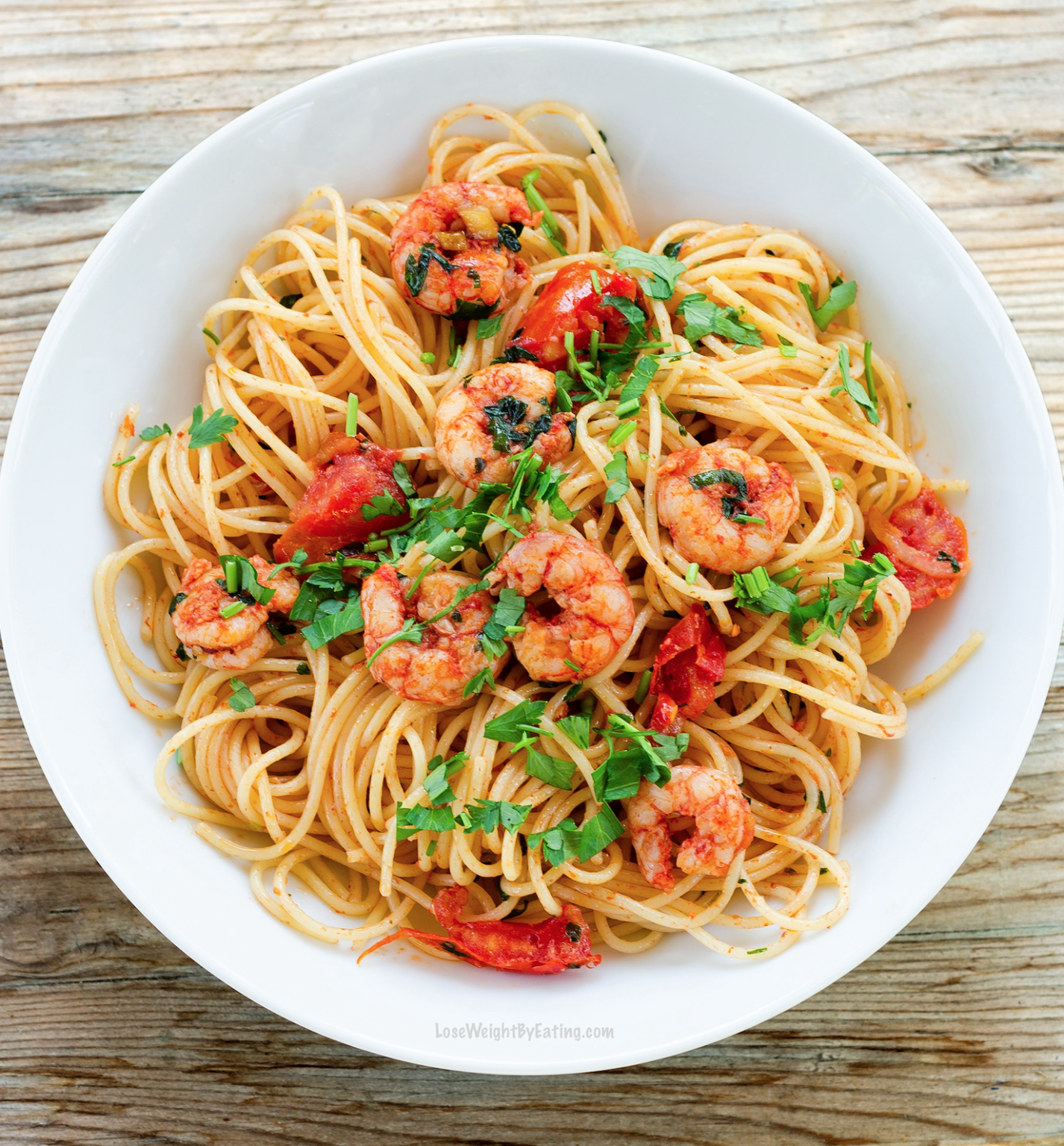 Low Calorie Spicy Shrimp Pasta - Lose Weight By Eating