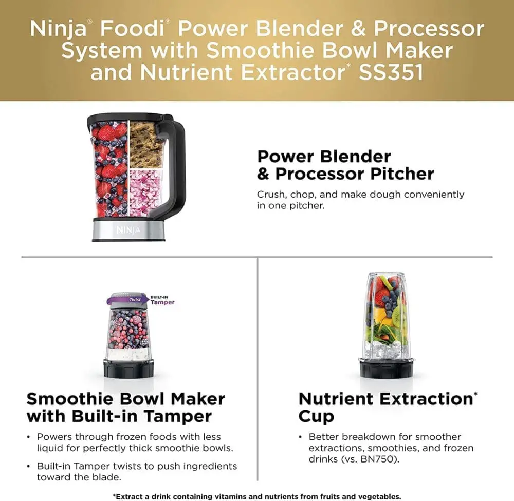 Ninja Foodi Smoothie Bowl Maker and Nutrient Extractor/Blender 1200WP with  Exclusive Sauce Preset