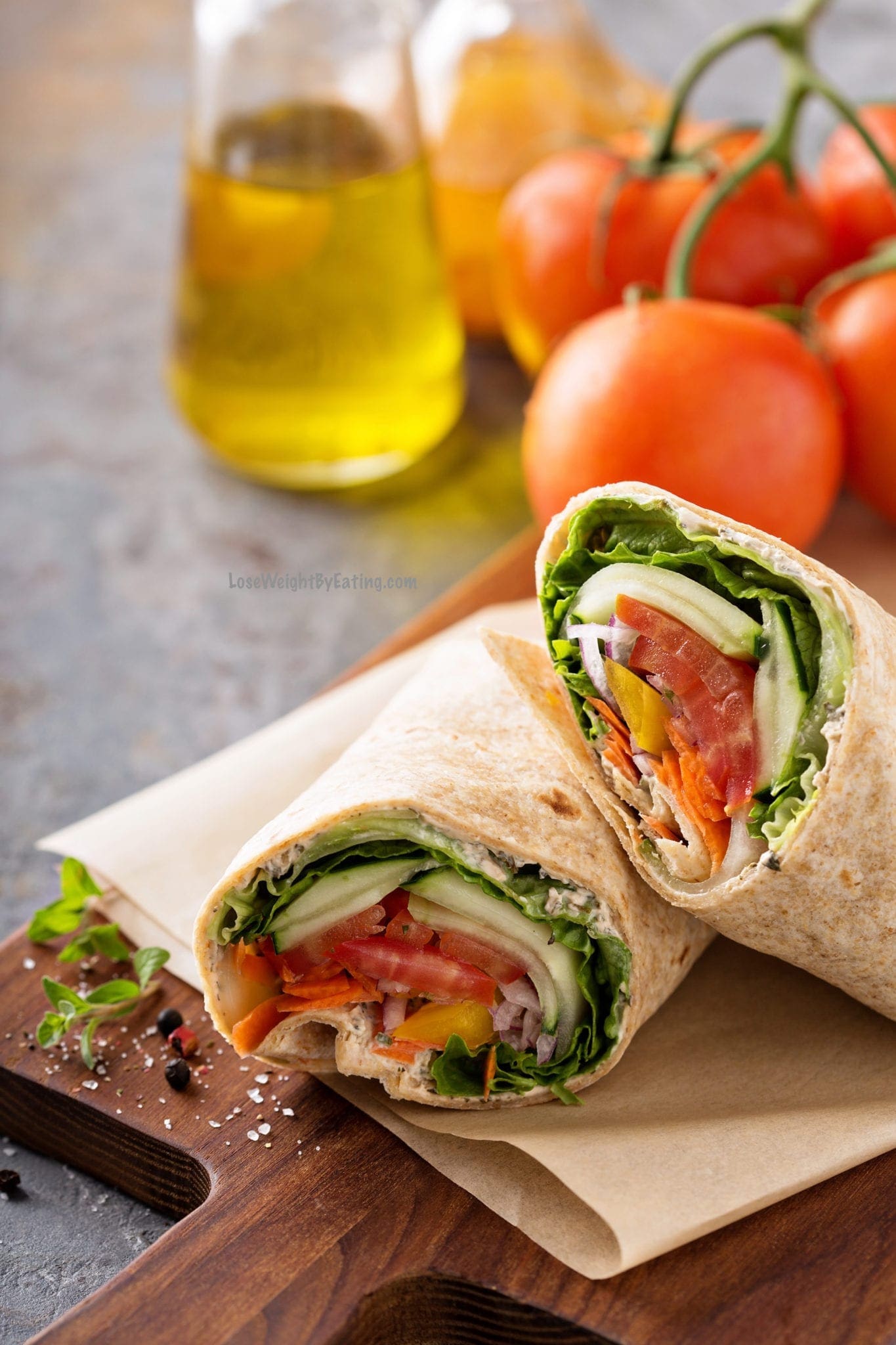 Low Calorie Vegan Sandwich Wrap - Lose Weight By Eating