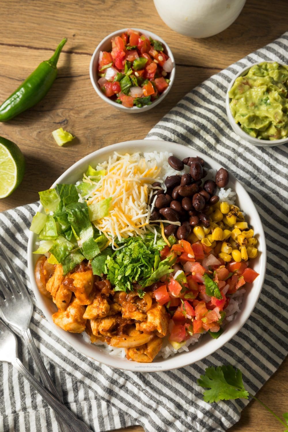 Healthy Chicken Burrito Bowl Recipe weight loss meal prep dinners