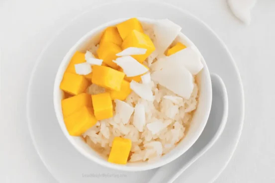 low calorie mango sticky rice