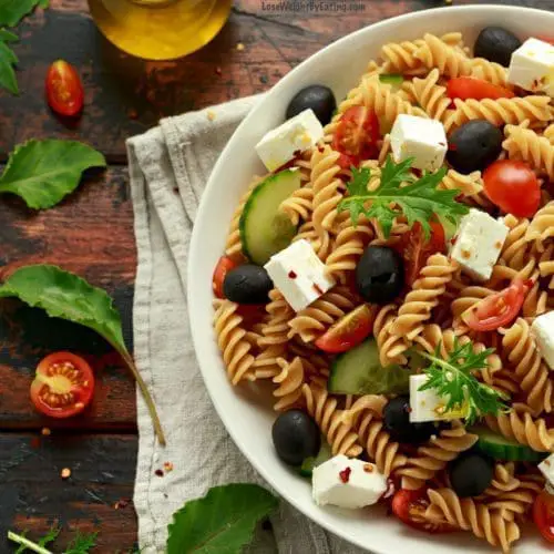 Healthy Recipe for Greek Pasta Salad with Feta Cheese