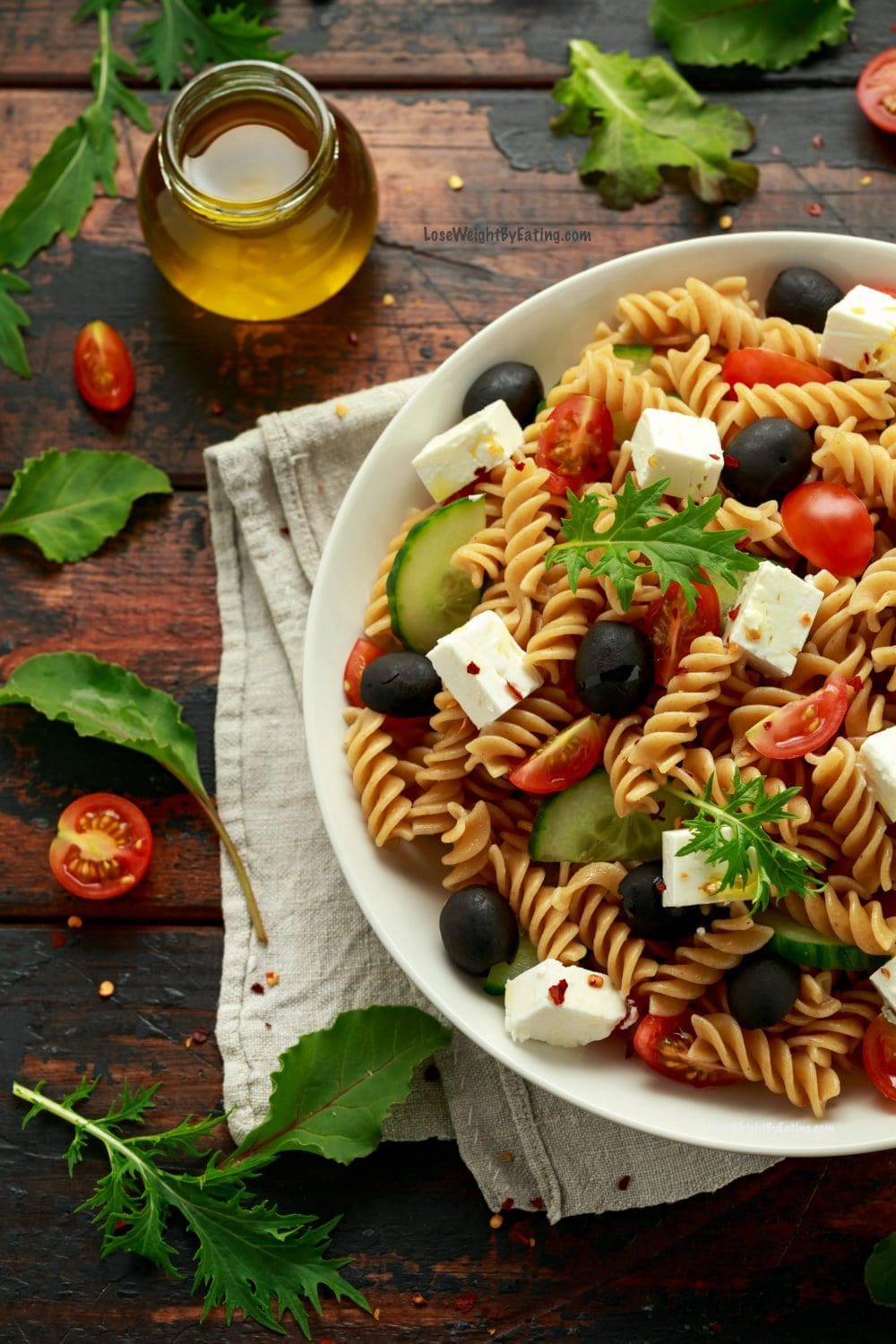 Healthy Recipe for Greek Pasta Salad with Feta Cheese