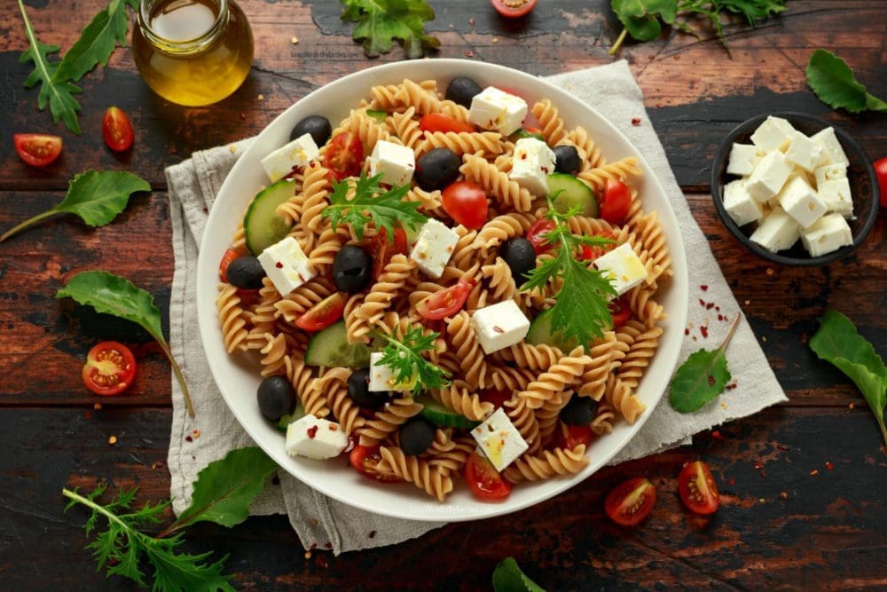 Healthy Recipe for Greek Pasta Salad with Feta Cheese