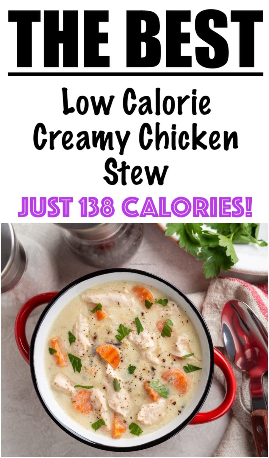 Low Calorie Creamy Chicken Stew in Crockpot - Lose Weight By Eating