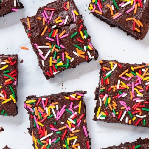Healthy Brownies with Frosting and Sprinkles