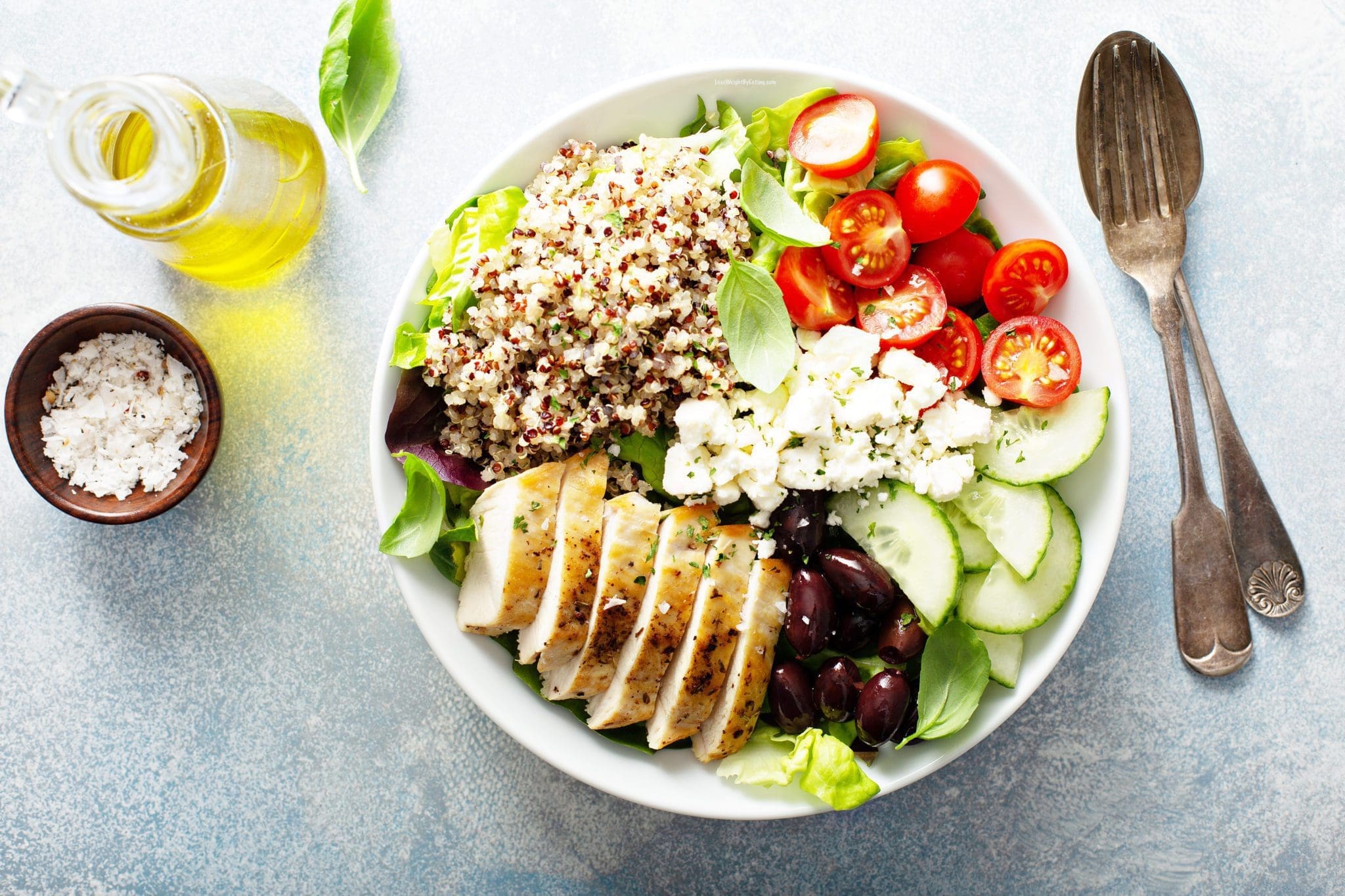 Low Calorie Greek Salad with Grilled Chicken - Lose Weight By Eating