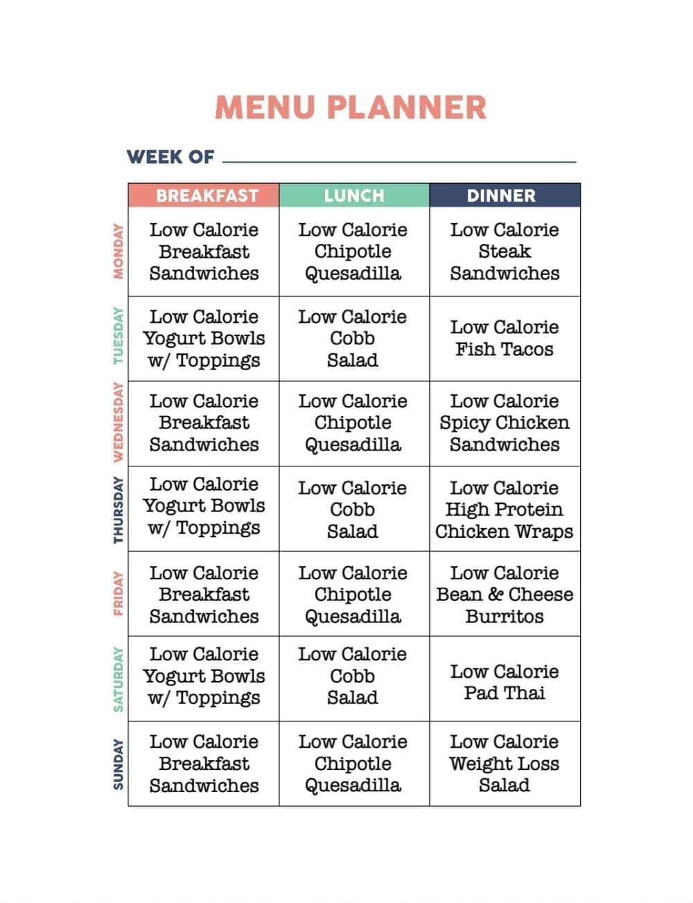 weight loss meal plan