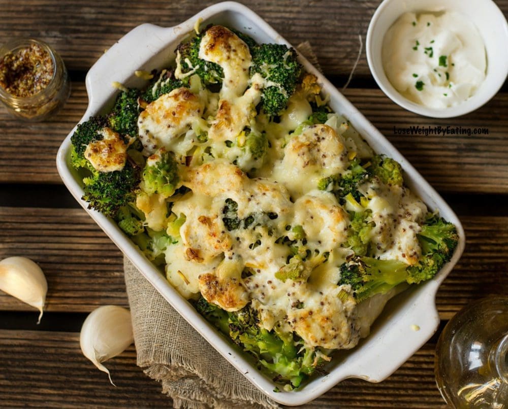 Roasted Cauliflower and Broccoli Casserole
