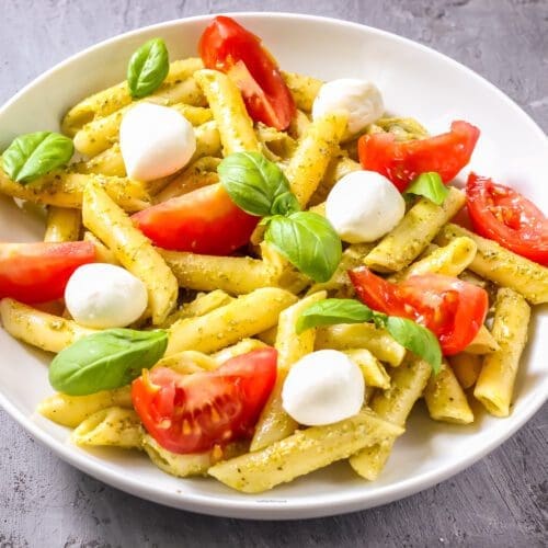 Low Calorie High Protein Caprese Pasta Salad