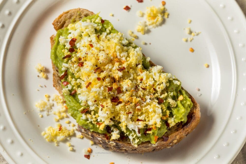 low calorie grated egg avocado toast