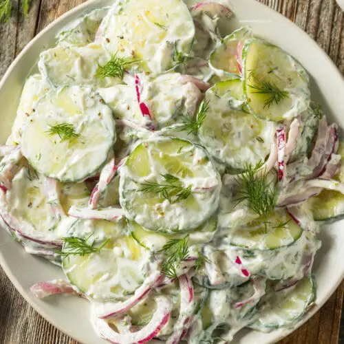 Low Calorie Creamy Cucumber Salad