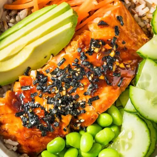 Low Calorie Teriyaki Salmon Bowls
